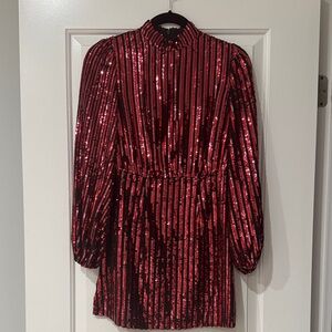 RIXO Red Sequin Mini Dress
